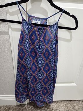 Old Navy Blue Geometric Diamond Print Tank Top